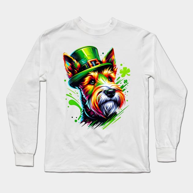 Welsh Terrier in Leprechaun Hat for St Patrick's Day Long Sleeve T-Shirt by ArtRUs